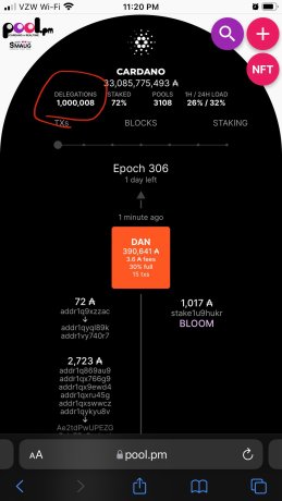 Picture showing number of staking wallets on Cardano