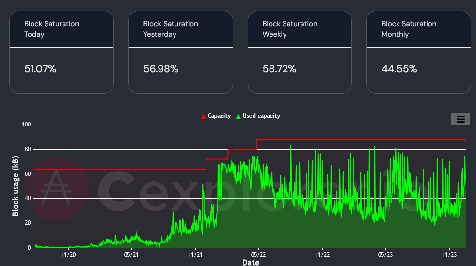 Cardano network capacity | Source: Cexplorer